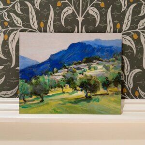 Impressionist Mountain Landscape with Olive Trees